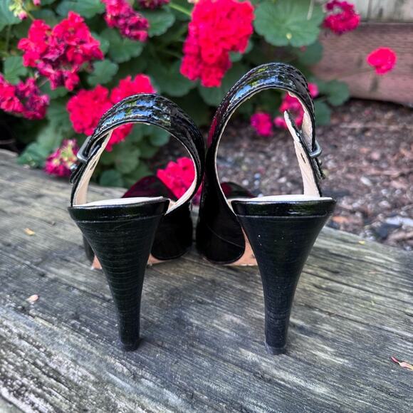Coach Alma Black Patent Leather Sling Back Stiletto Pumps High Heels Women's 7 B - Picture 4 of 13